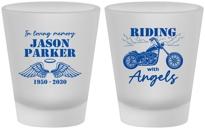 Custom Memorial Frosted Shot Glasses - Riding With Angels | 310018