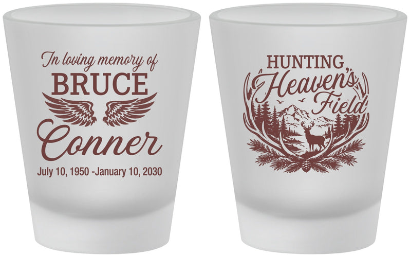 Custom Memorial Frosted Shot Glasses - Hunting Heavens Field | 310021