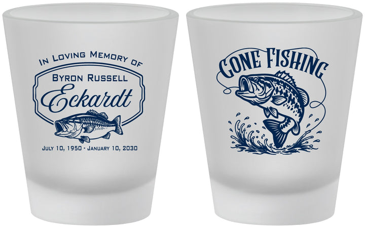 Custom Memorial Frosted Shot Glasses - Gone Fishing | 310022
