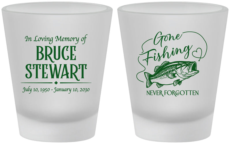Custom Memorial Frosted Shot Glasses - Gone Fishing | 310023