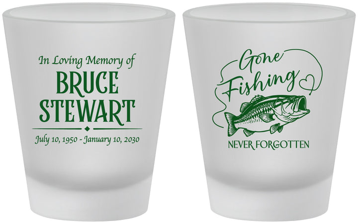 Custom Memorial Frosted Shot Glasses - Gone Fishing | 310023