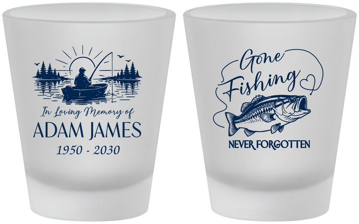 Custom Memorial Frosted Shot Glasses - Gone Fishing | 310024
