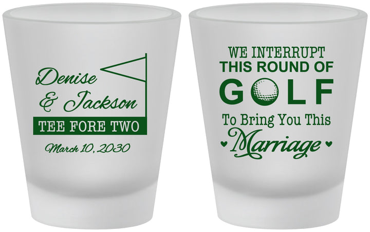 Custom Wedding Frosted Shot Glasses - We Interrupt Golf | 315