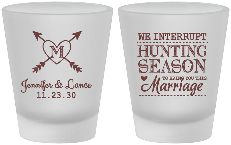 Custom Wedding Frosted Shot Glasses - We Interrupt Season | 318