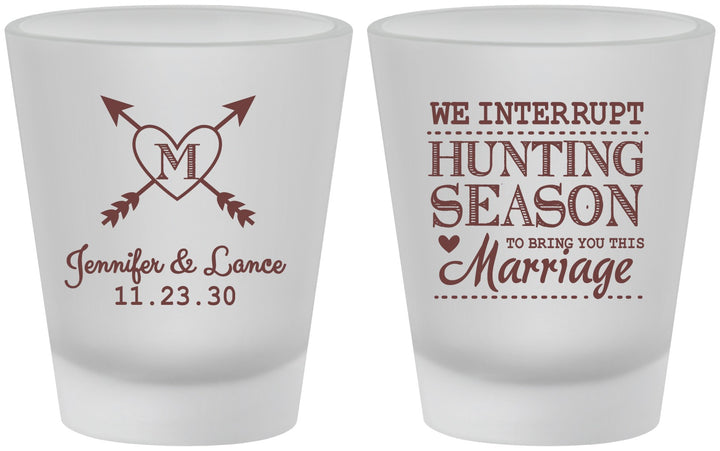 Custom Wedding Frosted Shot Glasses - We Interrupt Season | 318