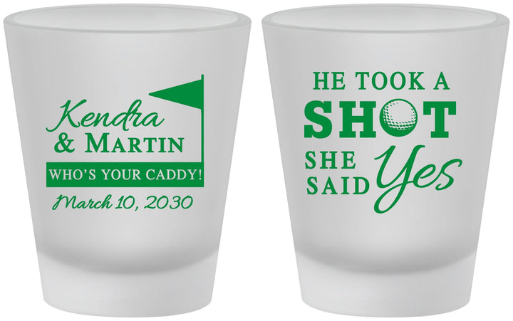 Custom Wedding Frosted Shot Glasses - Took A Shot Golf | 320