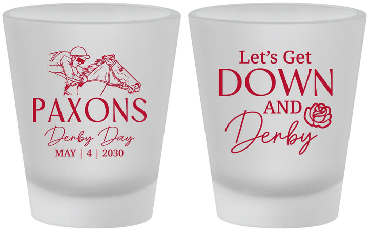 Custom Derby Day Frosted Shot Glasses - Lets Get Down And Derby | 320000