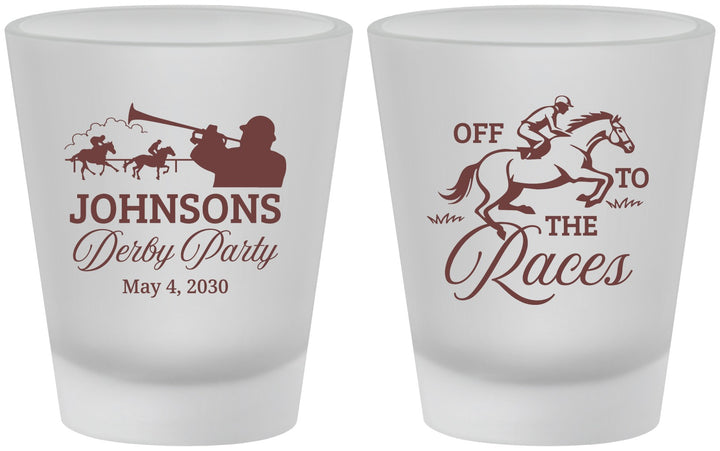 Custom Derby Day Frosted Shot Glasses - Off To The Races | 320002