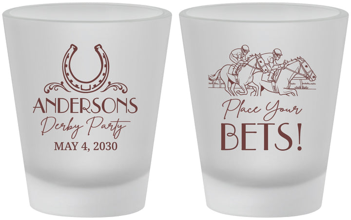 Custom Derby Day Frosted Shot Glasses - Place Your Bets | 320003