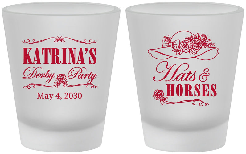 Custom Derby Day Frosted Shot Glasses - Hats And Horses | 320005