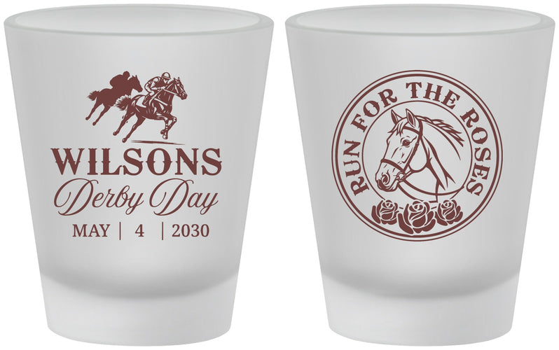 Custom Derby Day Frosted Shot Glasses - Run For The Horses | 320006