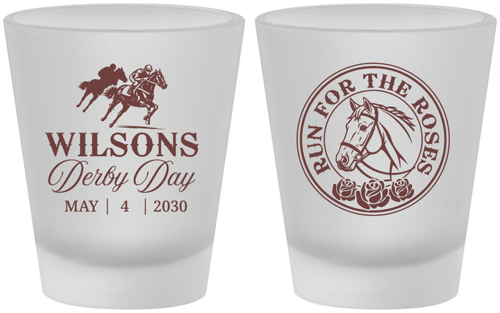 Custom Derby Day Frosted Shot Glasses - Run For The Horses | 320006