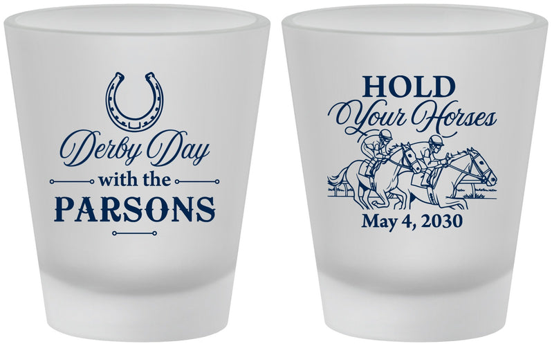 Custom Derby Day Frosted Shot Glasses - Hold Your Horses | 320008