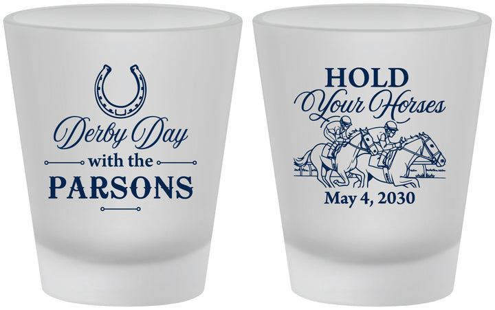 Custom Derby Day Frosted Shot Glasses - Hold Your Horses | 320008