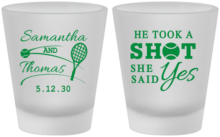Custom Wedding Frosted Shot Glasses - Took A Shot Tennis | 321