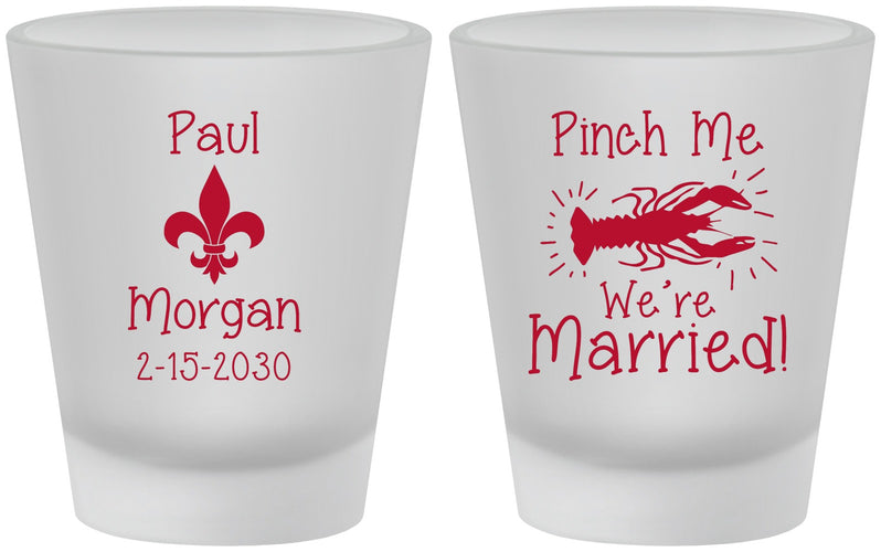 Custom Wedding Frosted Shot Glasses - Crawfish Boil | 330