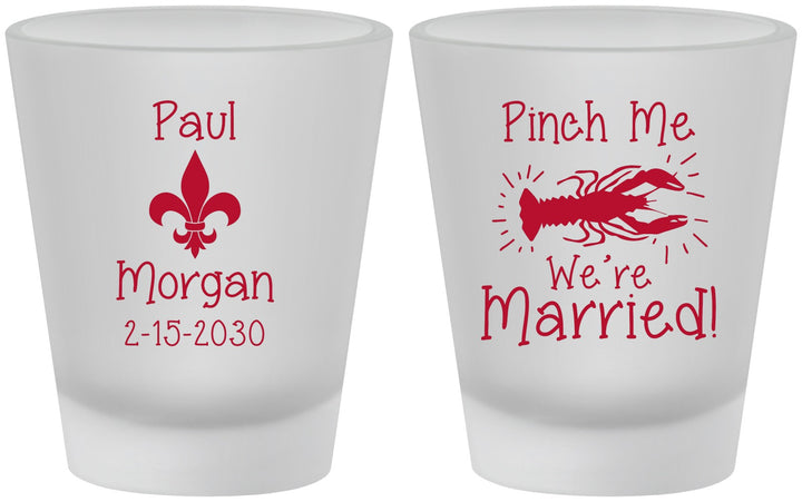 Custom Wedding Frosted Shot Glasses - Crawfish Boil | 330