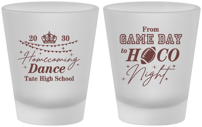 Custom Homecoming Frosted Shot Glasses - Gameday To Hoco Night | 330005