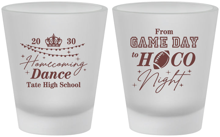 Custom Homecoming Frosted Shot Glasses - Gameday To Hoco Night | 330005