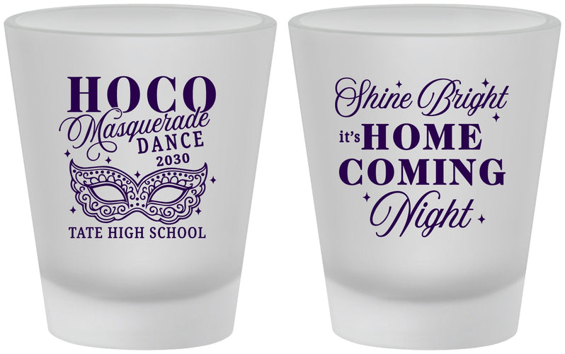 Custom Homecoming Frosted Shot Glasses - Hoco Masquerade Dance | 330009