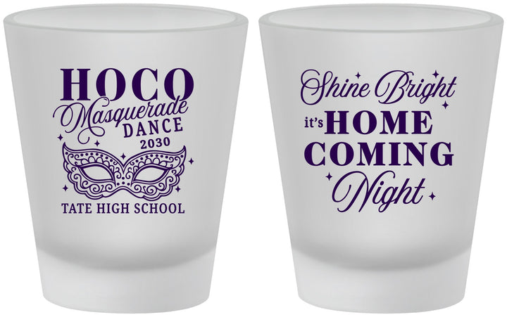 Custom Homecoming Frosted Shot Glasses - Hoco Masquerade Dance | 330009