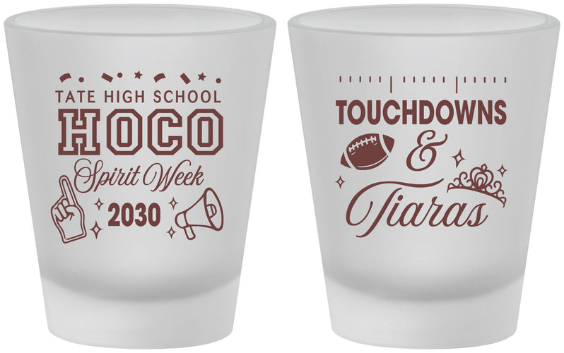 Custom Homecoming Frosted Shot Glasses - Touchdowns And Tiaras | 330010
