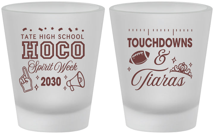 Custom Homecoming Frosted Shot Glasses - Touchdowns And Tiaras | 330010