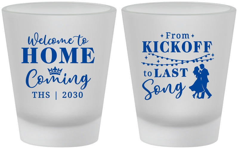 Custom Homecoming Frosted Shot Glasses - From Kickoff To Last Song | 330018