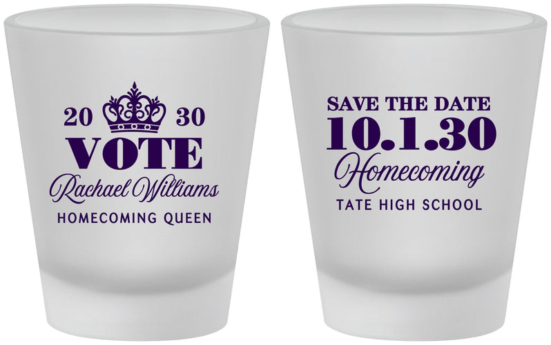 Custom Homecoming Frosted Shot Glasses - Hoco Queen Vote | 330020