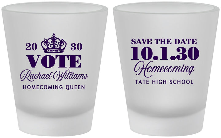 Custom Homecoming Frosted Shot Glasses - Hoco Queen Vote | 330020