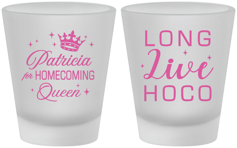 Custom Homecoming Frosted Shot Glasses - Hoco Queen Vote | 330026