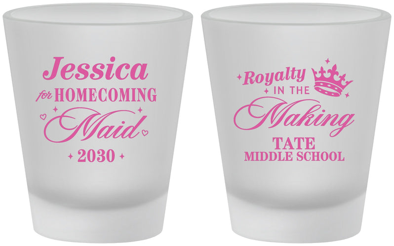 Custom Homecoming Frosted Shot Glasses - Hoco Maid Vote | 330029