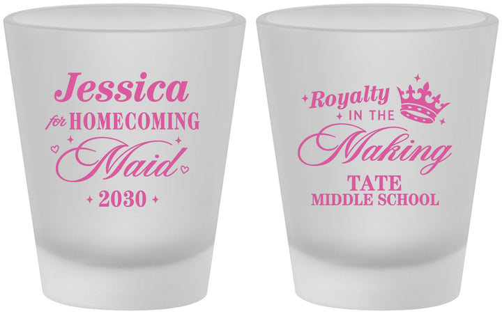 Custom Homecoming Frosted Shot Glasses - Hoco Maid Vote | 330029