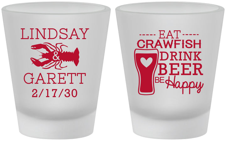 Custom Wedding Frosted Shot Glasses - Crawfish Boil | 333