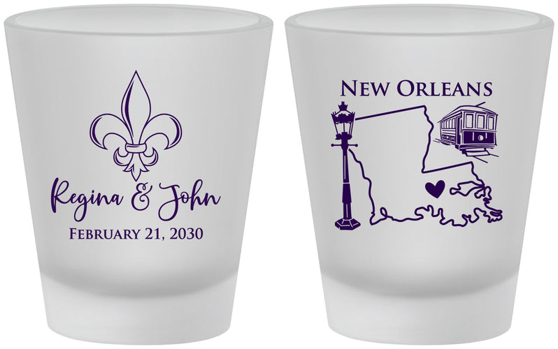 Custom Wedding Frosted Shot Glasses - New Orleans | 334