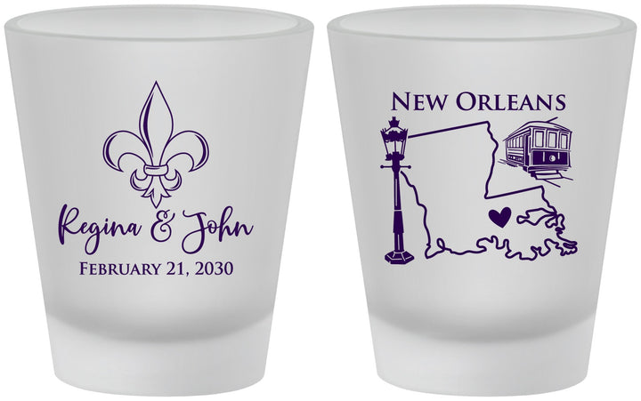 Custom Wedding Frosted Shot Glasses - New Orleans | 334