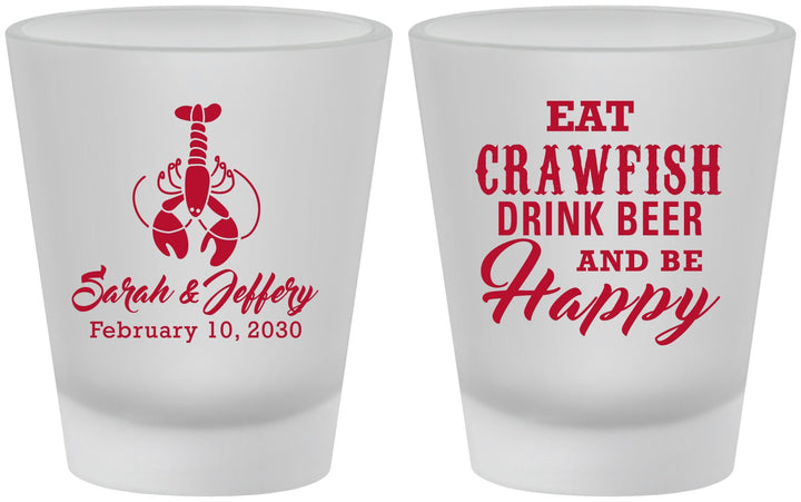 Custom Wedding Frosted Shot Glasses - Crawfish Boil | 335