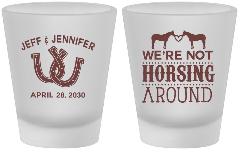 Custom Wedding Frosted Shot Glasses - Horseshoe | 340