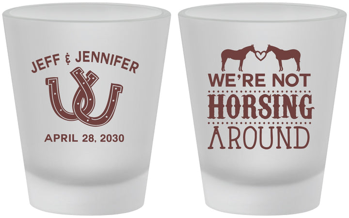 Custom Wedding Frosted Shot Glasses - Horseshoe | 340