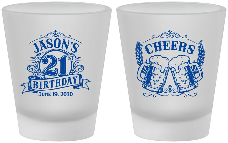Custom 21st Birthday Frosted Shot Glasses - Cheers | 340001