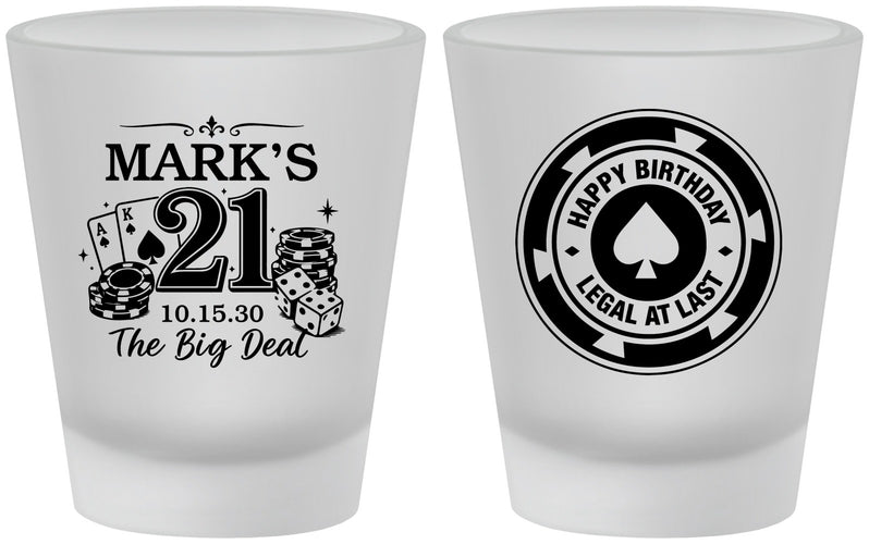 Custom 21st Birthday Frosted Shot Glasses - Legal At Last Vegas | 340004