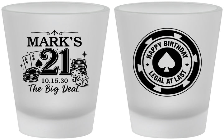 Custom 21st Birthday Frosted Shot Glasses - Legal At Last Vegas | 340004