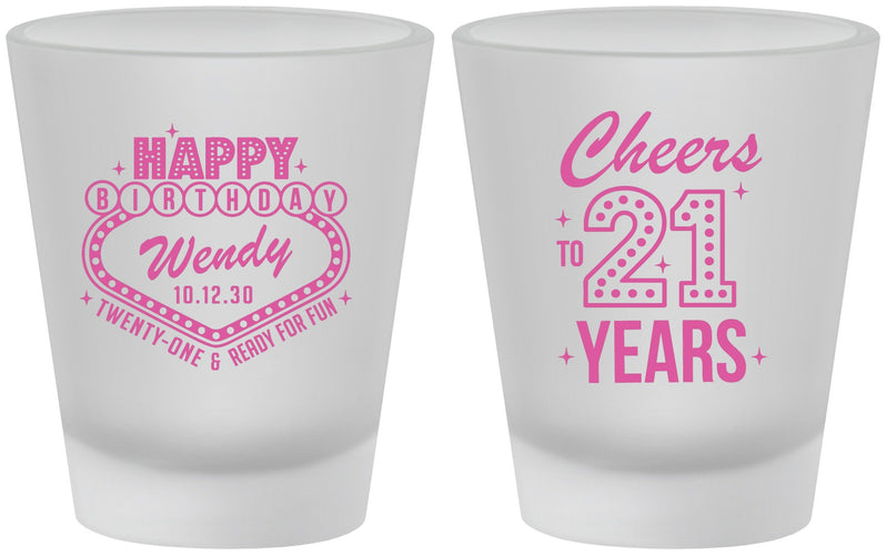Custom 21st Birthday Frosted Shot Glasses - Vegas | 340007