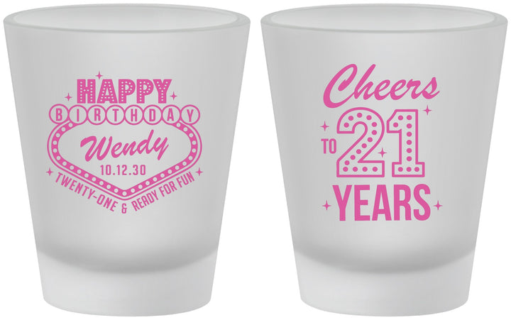 Custom 21st Birthday Frosted Shot Glasses - Vegas | 340007