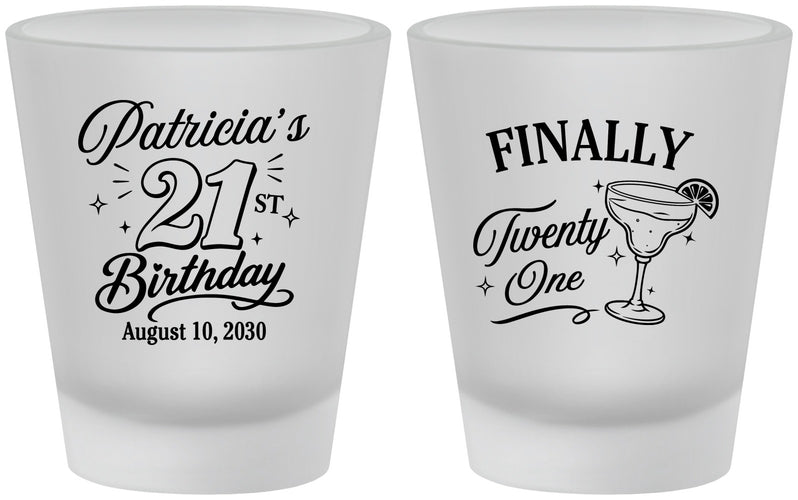 Custom 21st Birthday Frosted Shot Glasses - Finally Twenty One | 340008