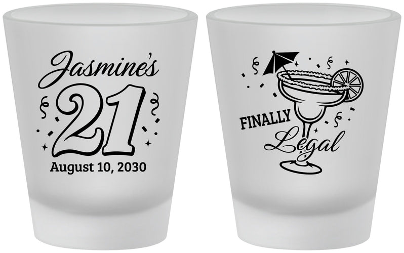 Custom 21st Birthday Frosted Shot Glasses - Finally Legal | 340018
