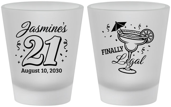 Custom 21st Birthday Frosted Shot Glasses - Finally Legal | 340018