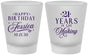 Custom 21st Birthday Frosted Shot Glasses - Twenty One Years In The Making | 340023