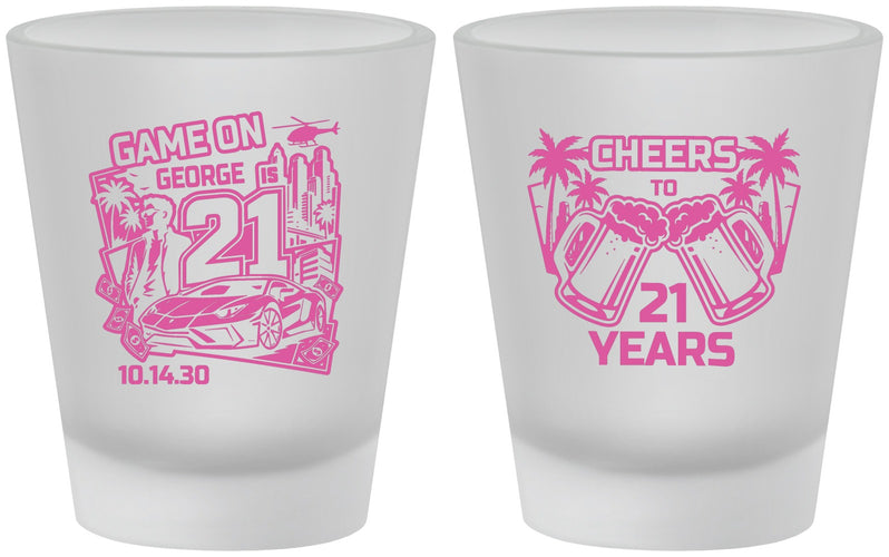 Custom 21st Birthday Frosted Shot Glasses - Video Game | 340024