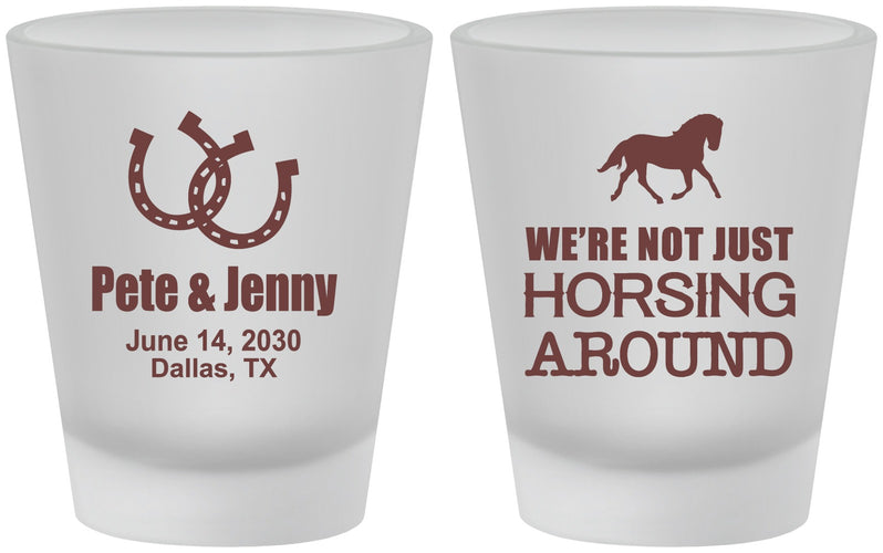 Custom Wedding Frosted Shot Glasses - Horseshoe | 341